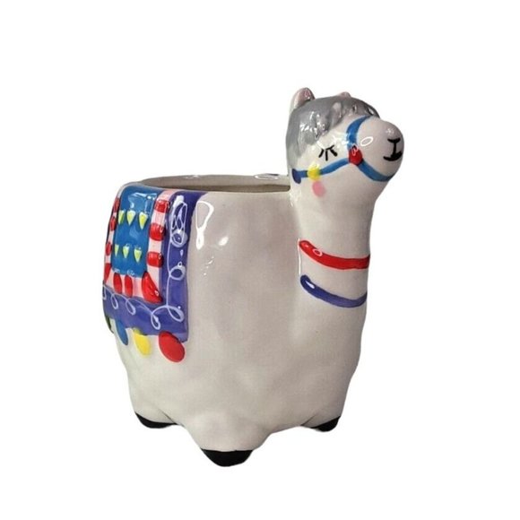 Llama Figurine Coffee Mug Cup Ceramic Large Decorative White Colorful Design 5" - Picture 3 of 14